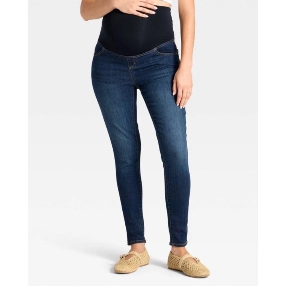 Ingrid & Isabel Women's Jeans Maternity Crossover Panel Straight Blue Size 4